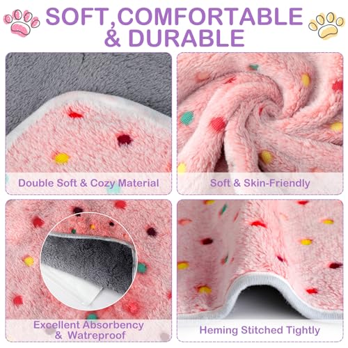 Tudomro 8 Pcs Absorbent Guinea Pig Blankets Washable Small Animal Fleece Bedding Cage Liners Reusable Pet Sleep Mat Pad Cover for Ferret Chinchilla Furniture Protection(Dot,16 x 24 Inch) - size: 16 x 24 Inch