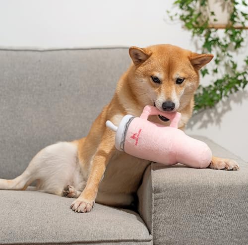 Nestpark Tumbler Cup Funny Dog Toy - Parody Plush Squeaky Crinkle Dog Toy (Pink Dusk) - color: Pink Dusk