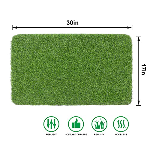 Artificial Grass Door Mat, Fake Grass Rug for Entrance, Dog, 17" x 30" | Realistic look, Durable TPR bottom, Non-Slip, Safety material, Soft underfoot - size: 1'5" x 2'6" (Rectangular)