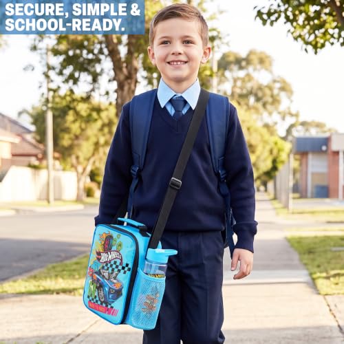 Get Trend Hot Wheels Boys Lunch Box 3Pc Set | Kids Insulated Lunch Bag with BPA-Free Water Bottle and Bento Box, Back to School Gifts for Boys - color: Multicolor Hot Wheels