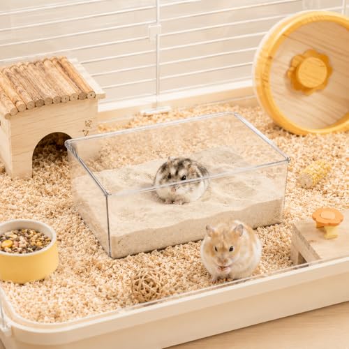 Hamster Sand Bath Container, Hamster-Sand Box Clear Sand Bath for Hamsters Acrylic Hamster-Dust Bathes Toilet Tray Bathroom Easy to Clean for Hedgehog Squirrel Hamsters Guinea Pigs and Small Animal