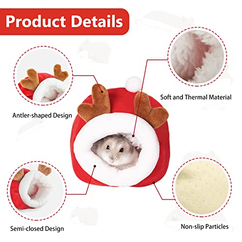 WishLotus Hamster Bed, Mini Soft and Warm Hamster House Cute Non-Slip Hamster Sleeping nest Small Animals Bedding House for Dwarf Hamsters, Mini Hedgehogs and Small Pets (red) - color: red