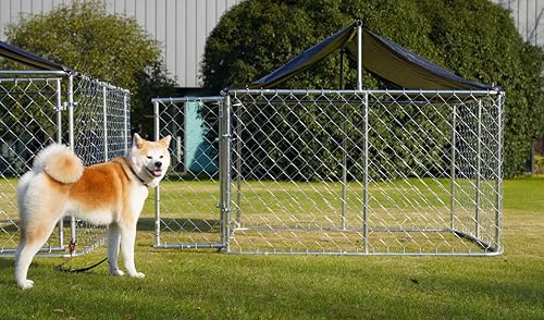 Petony Outdoor Dog Enclosure Heavy Duty Dog Kennel House Mesh Dog Big Cage Pet Kennel Steel Fence with Secure Lock - size: 78”W x 78”D x 65”H