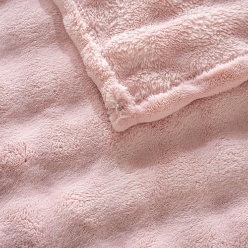 Faux Fur Bed Blankets Queen Size Pink, Soft Fluffy Bubble Blanket for Couch Sofa, Thick Warm Plush Fuzzy Rabbit Fur Large Blanket for All Season Use, 90"X 90" - color: Pink, size: queen(90x90)