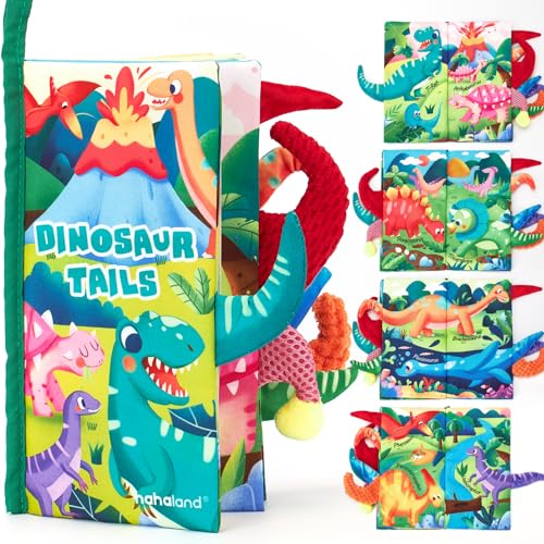 hahaland Baby Books 0-6-12 Months,Infant Tummy Time Sensory Toys | Touch Feel Book Gifts for Boy Girl 0-3 Month Learning Toy Baby Birthday Easter Basket Stuffers 1PCS - style: E - Dinosaur - 1 Book