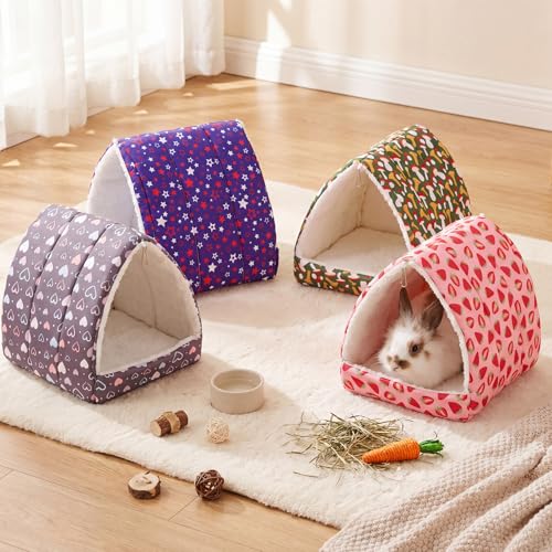 Cinnvoice 4 Pcs Guinea Pig Hideout, Guinea Pig Bed Tunnel, Rabbit Washable Small House Cage Accessories for Bunny Hedgehog Mouse Chinchillas Hamsters Ferrets Bearded Dragons Rats (Classic,9.8 in) - size: 9.8 in, style: Classic