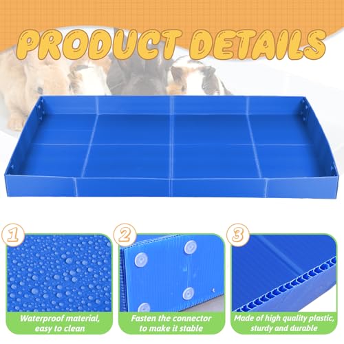 Wenqik 2 Pcs Guinea Pig Cage Liner Corrugated Plastic Cage Liner Base 2 x 4 Panel Size for Small Animals Hedgehogs Rabbits Tray, 55 x 27 Inch (Blue) - color: Blue