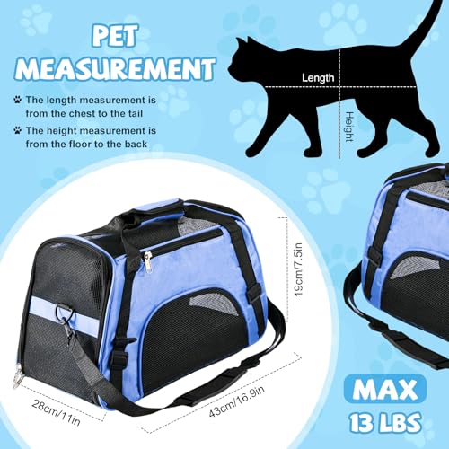 4 Pcs Cat Carrier Soft-Sided Pet Carrying Bag for Cat Under 13 Lbs, 16.9 x 11x 7.5 Inch, Portable Foldable Comfortable Bag for Small Pet Travel(Black, Gray, Pink, Blue) - color: Black, Gray, Pink, Blue