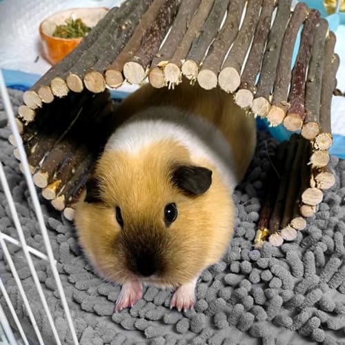 Tfwadmx Wooden Hamster Bridge, Extra Large Small Animal Bendy Bridge Tunnel Hut Hideout Ladder Hideaway Climbing Chew Toy for Gerbil Guinea Pig Chinchilla Rabbit Ferret Hedgehog Rat Gerbil