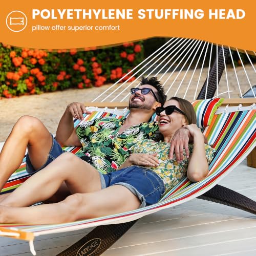 Lazy Daze 12 FT Sunbrella Quilted Hammock, Non-Fading Double Hammock | 2 Person Hammock with Pillow, Straps, Carabiners , All Weather Fade Resistant for Outside, Carousel Confetti - color: Carousel Confetti