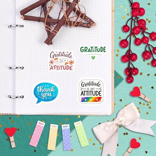 100Pcs Gratitude Stickers for Water Bottle, Thankful Sticker – Gratitude Gifts Bulk, Positive Quotes Decals – Gifts for Women & Men - color: Gratitude Stickers