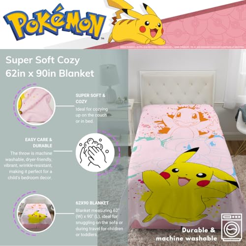 Pokemon Girl Pikachu Kids Bedding Super Soft Cozy Throw Blanket, 62 in x 90 in, (Officially Licensed Product) By Franco Kids - color: Pokemon Girl, size: 62 in x 90 in