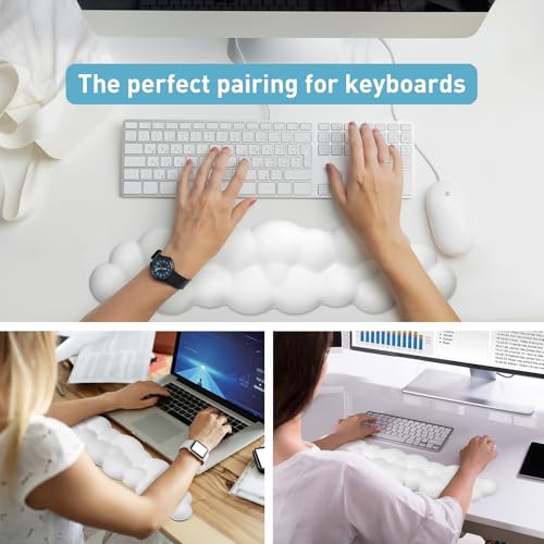 Cloud Wrist Rest Keyboard | Memory Foam, PU Leather, Ergonomically Designed, Typing Comfort and Pain Relief