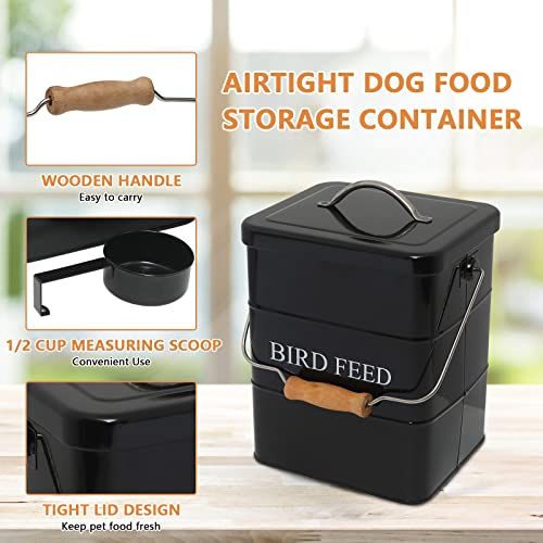 Bird Feeder,Bird Food Jar Pet Food Storage Airtight Food Storage Container-Black - color: Black