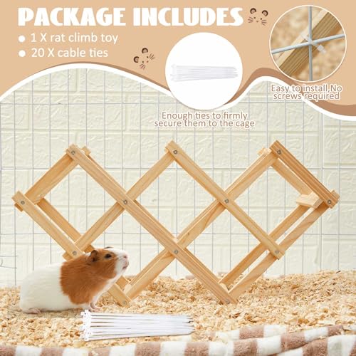 CroBlissful Wooden Rat Climbing Toys, Pet Rat Cage Accessories Climbing Ladder, Hamster Educational Toys, Hanging Hamster Supply for Exploring Chewing Exercising