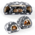 3 Pack Guinea Pig House Accessories, 2 Cozy Guinea Pig Bed and Hideout Tunnel, Chinchillas Hideout for Hamster, Rabbit, Bunny, Chinchillas (Gray) - color: Gray