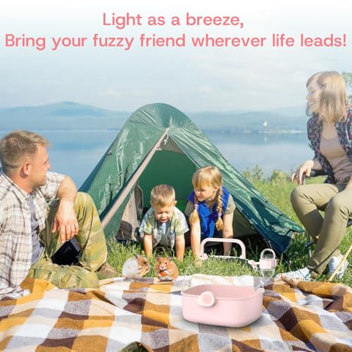 Portable Hamster Carrier Cage for Travel - Acrylic Small Animal Cage with Ventilation Holes,Escape-Proof Hamster Travel Cage for Outdoor Picnics, Vet Visits(Pink) - color: Pink