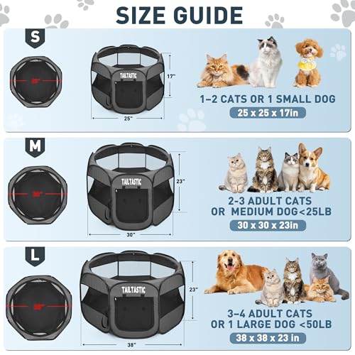Portable Pet Playpen for Small Dogs & Cats, Foldable Puppy Safety Pen with Removable Zipper Top, Breathable Mesh Dog Delivery Room, Indoor Isolation Cage for Kittens/Rabbits (Dark Grey, Small) - color: dark grey, size: Small