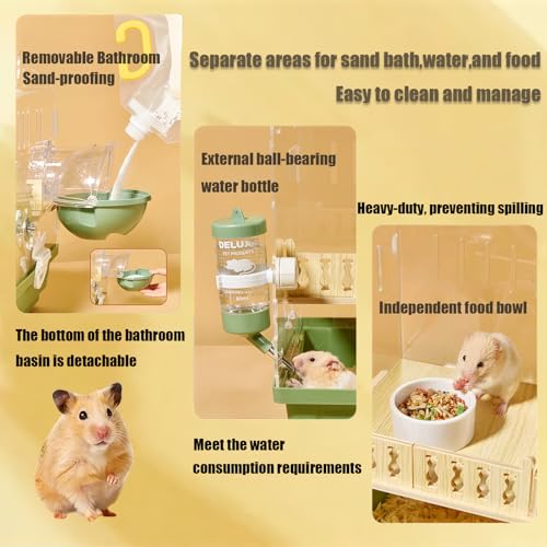 Acrylic Hamster Cage,Small Animal Houses&Habitats with Accessories,Hamster Enclosure with Stairs,Clear Pet Mice House,For Dwarf Gerbil,Dwarf Hamster,Pet Mice(White,13.78"L*10.23"W*10.83"H) - color: White