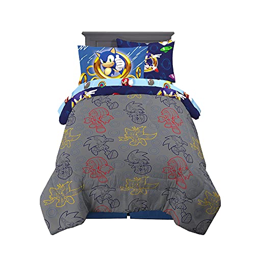 Franco Kids Bedding Super Soft Comforter and Sheet Set with Sham, 5 Piece Twin Size, Sonic The Hedgehog, Anime - color: Sonic the Hedgehog, size: 5 Piece Twin Size
