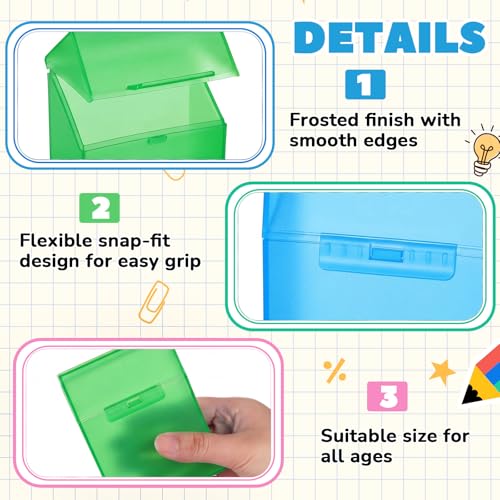 Clabby 4 Pcs Clear Plastic Crayon Boxes Hold 24 Count, Blue,Green | Organizer Box, Case, Colorful, Portable Storage Holder with Snap Lid, for Boys Girls Kids School Classroom Home Art Supply - color: Blue,Green
