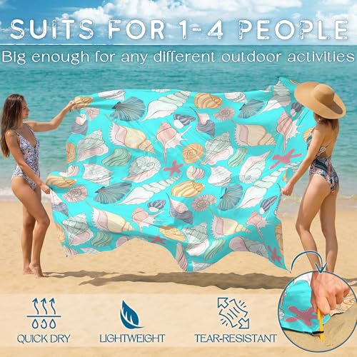 BYDOLL Beach Blanket Waterproof Sandproof,78''X81''/78''X110'' Large Sand Free Oversized Lightweight Sand Resistant Blanket, Picnic Mat for Beach Travel Camping Hiking Essentials - color: Conch, size: 78''X81"