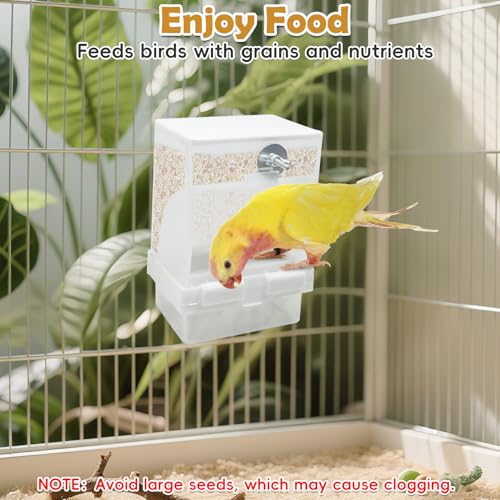 Tfwadmx 2 Pcs No Mess Automatic Bird Feeders Cockatiel Food Dispenser Bowls Seed Container Parrot Dishes Parakeet Cage Accessories Bird Feeder with Divider for Canary Finch Conure Lovebirds - size: Small-3.5 x 2.6 x 5.5 inch