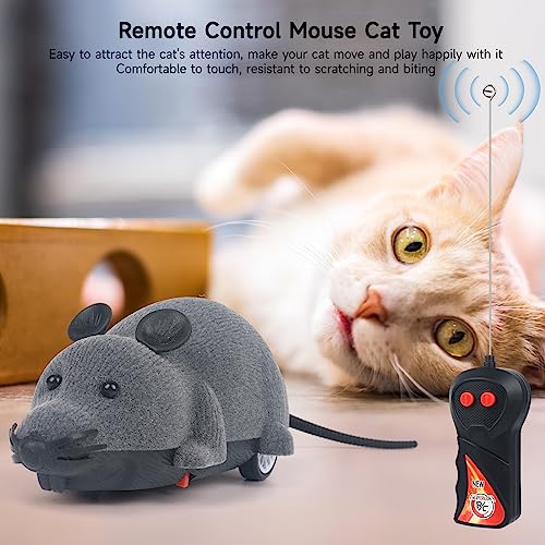 LUVI Remote Control Rat Toy Fake Mouse Flocking Rat Wireless Moving Mouse Cat Toy Dog Toys Funny for Cat Kitten Dog Pet Novelty Gift Trick Playing
