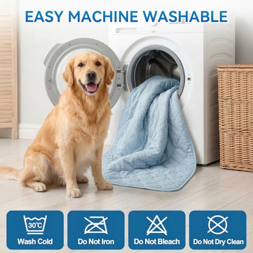 Dog Cooling Mat Q-MAX>0.5 Self-Cooling Mat for Dogs Crate Pad for Dogr, 2-in-1 Long-Lasting Cool Mats and Soft Kennel Pad for Dogs, Easy Washable Mat for Bed Crate Car - size: 36.0"L X 24.0"W
