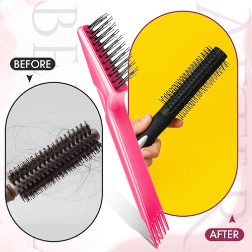 Yaomiao 2 Pcs Hair Brush Cleaner Tool 2-in-1, Black and Pink Hairbrush Cleaner for Removing Hair Dust, Mini Comb for Removing Dirt, Home Salon Use - color: Black,Pink