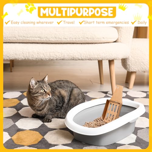 Watersay 30 Pcs Disposable Cat Litter Scoops 8.3x3.3 Inch Portable Kitty Litter Scooper with Holder Shovel Cardboard Plastic Free Litter Scoop with Holes for Travel Cat Litter Box