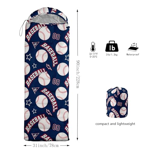 QOOMO Camping Sleeping Bags,3 Season Warm & Cool Weather,Lightweight,Waterproof Sleeping Bags for Adults & Kids,Traveling,and Outdoors,Camping Gear Equipment - color: Baseball 8