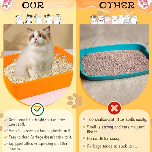 Kitten Small Litter Box Set, 6 Pcs Plastic Kitten Litter Pan with 6 Scooper Cat Litter Box Cat Litter Box Travel Toilet for Small Pet Kitty Bunny Guinea Pig - color: A-color