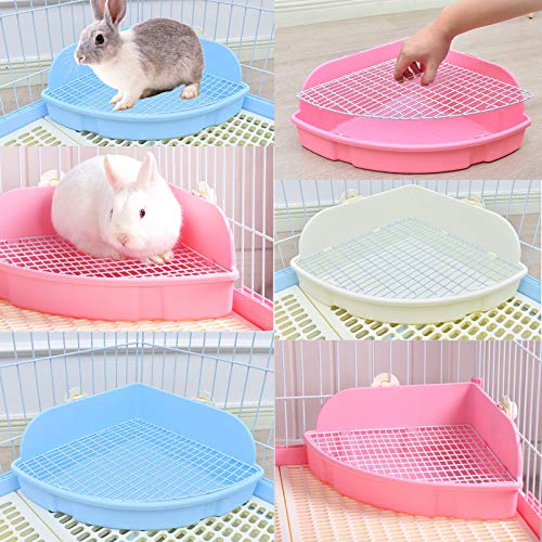 kathson Large Rabbit Litter Box Bunny Corner Toilet Box Potty Trainer Bigger Pet Pan Small Animal Cage Toilet Bedding Box Fanshaped for Adult Guinea Pigs Chinchilla Ferret Galesaur - color: Blue