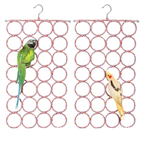 Yopay 4 Pack Parrot Bird Swing Hanging Toys, Rat Climbing Ladder Rope Perch, Net Toy for Cage, Mouse, Mice, Parakeets Cockatiels Conures Lovebirds, Multiple Purpose Scarf Hanger