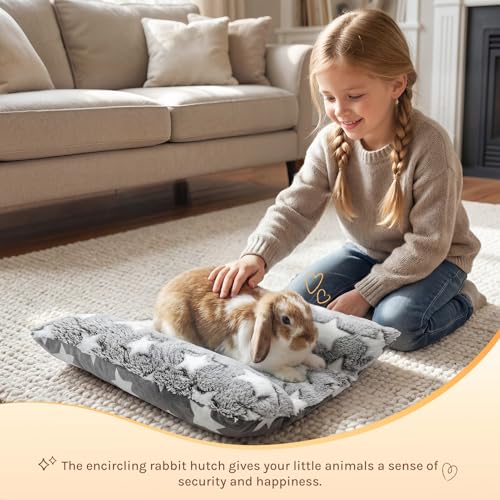Soft Rabbit Bed, Thickened and Softer, Double-Sided(2pcs Gray+Red) | 16.5 X 18in Soft Rabbit Bed, Thickened and Softer , Double-Sided Plush Rabbit Beds,Bed for Bunnyfor Rabbits Indoor - color: Gray+red