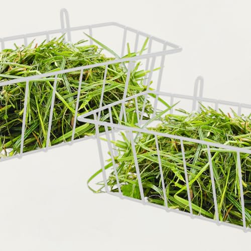 6 Pack Rabbit Hay Feeder, Heavy Duty Metal Bunny Hay Holder with Hooks, 9 x 4 x 3 Inch Hanging Hay Rack for Rabbit Cage, Guinea Pig, Chinchilla, White - color: White