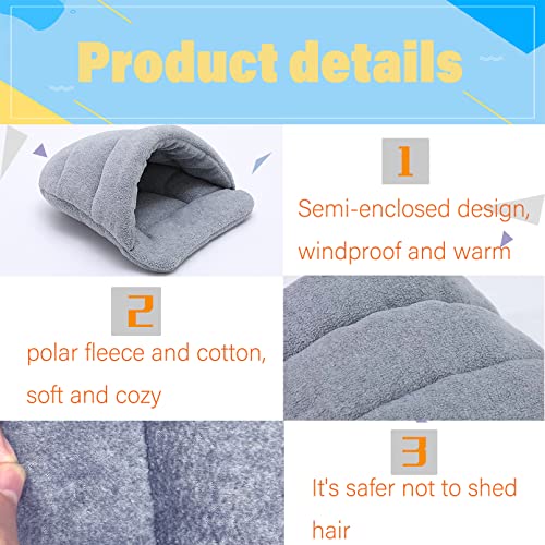 kathson Rabbit Cave Sleeping Bed Guinea Pig Hideout Cozy House Pet Soft Warm Fleece Winter Slipper Cushion Small Animal Nest Cage for Ferrets Squirrel Hamster Chinchilla Rat Hedgehog Bunny - color: Light Gray