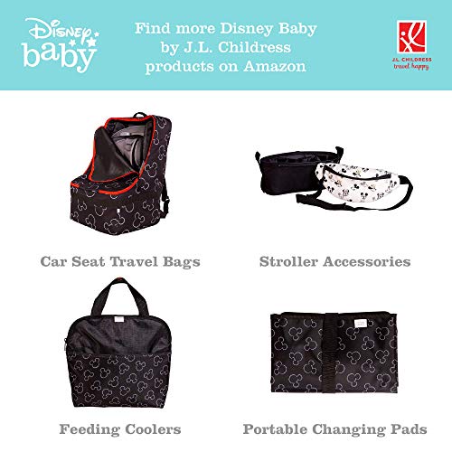 J.L. Childress Disney Baby Single & Double Stroller Bag - Travel Bag for Airplane, Fits Most Single & Double Baby Strollers, Airport Accessories for Gate or Baggage Check - Mickey Mouse, Black