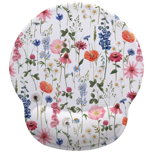 Little Flowers Mouse Pad with Gel Wrist Support, Smooth Surface Ergonomic Mouse pad, Non-Slip Pain Relief Desk Mat for Gaming, Work & Office Desktop 5 - color: Flowers 5
