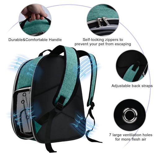 BAGLHER Cat Carrier Backpack Bubble - Fit Up to 18 Lbs - Airline-Approved Dog Backpack Carrier for Small Pets Puppies Dogs Bunny, Space Capsule Dog Carrier Backpack for Travel Outdoor Hiking, Green - color: Green