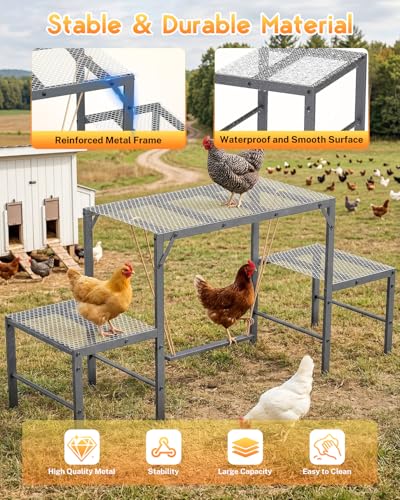 Magicfly Chicken Perch Swing in Coop for 10-12 Chickens, Easy to Assemble | Metal Chicken Roosting Bar, Multi-Level Design Chicken Ladder, Large Capacity Chicken Playground for Coops, Backyard Farms