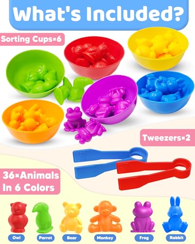Counting Animals Montessori Toys for 3 4 5 Years Old, Learning Toys Gifts | Sensory Toy for Kids with Autism, Counting Bears, Preschool Sensory Bin Filler, Educational Toy for 3 Year Old, Toddler Gifts