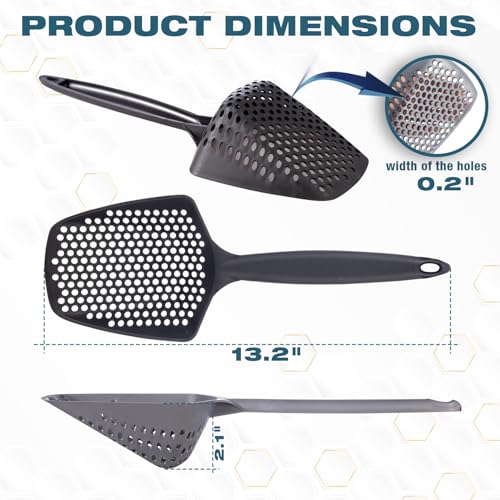 Set of 3 Cat Litter Scoop with Small Holes for Fine Litter, Hanging Handle Deep Reptile Terrarium Sand Sifter, Poop Scooper Rabbit Pooper Lifter Kitten Sifting Shovel (Black, Set of 3) - color: Black, size: Set of 3
