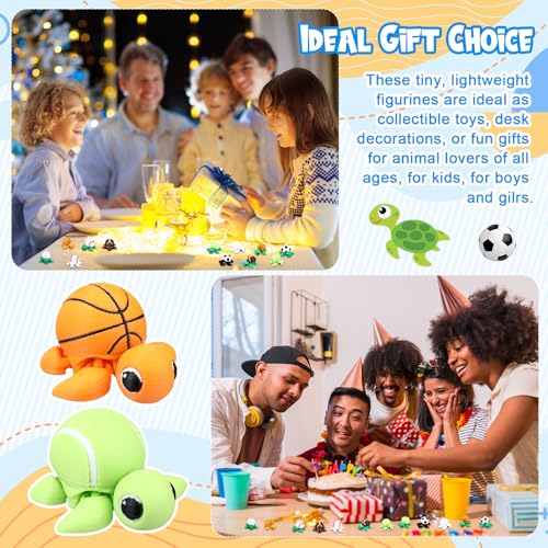 Honoson 12 Pcs 3D Printed Animals 5-7cm, Ball Turtles | Articulated Fidget Animals, Flexible 3D Printed Figures for Stress Relief, Cute Mini Joints for Party Favors and Display - size: 5-7cm, style: Ball Turtles