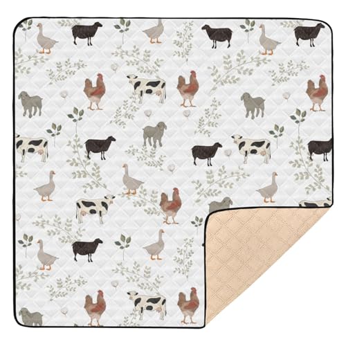Baby Play Mat Farm Cow Rooster Goose 50 x 50 Playpen Mats for Floor Play Gym Crawling Mat Non-Slip Cushioned Baby Playmat for Infants, Babies, Toddlers - color: Multi 29