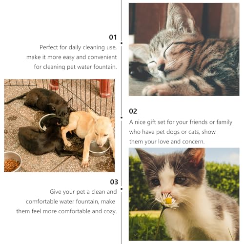 BESPORTBLE Pet Water Fountain Cleaning Kit with Long Handle Brush for Dog and Cat Water Dispenser Maintenance 3-Piece Set for Easy Fountain Cleaning