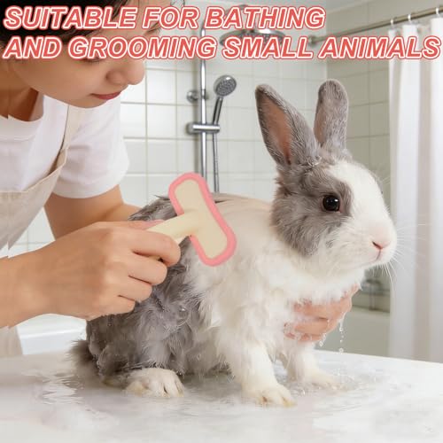2Pcs Rabbit Brush Soft Bunny Grooming, Soft Silicone Small Animal Massage Comb, Practical Brush Bunny Grooming Kit Supplies Suitable for Cats Puppies & Other Pets - color: 2pc/pink