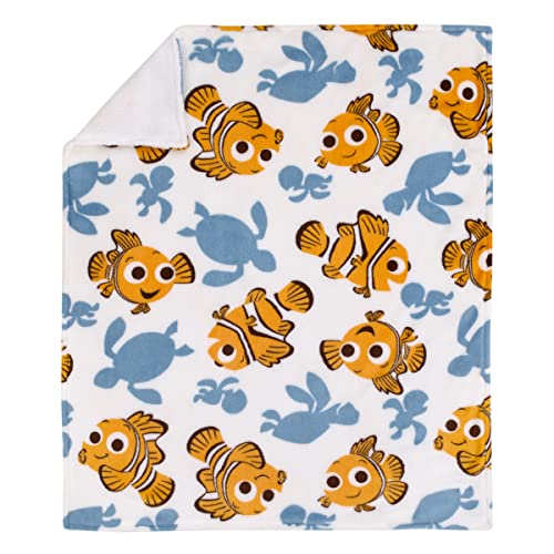 Disney Finding Nemo Orange, Teal, and White Sea Turtles Super Soft Sherpa Baby Blanket - color: Finding Nemo Orange, Teal, and White