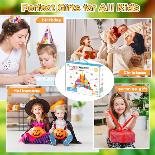 Magnetic Animal Figures for Magnetic Tiles, 3D Assemble Zoo Dinosaur Animal Toys, STEM Educational Sensory Play Set for Kids , Compatible with Magnetic Building Blocks, Ideal Gift for Boys Girls (9)